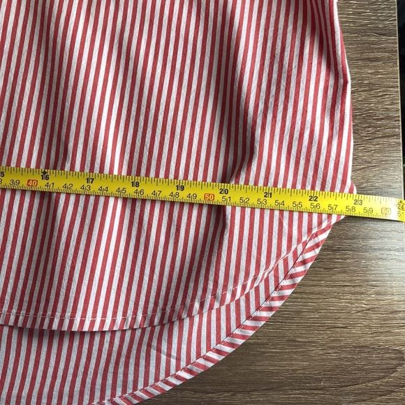 Andrew Marc Button Down Shirt Red White Striped Embroidered Long Sleeve L - Picture 8 of 9